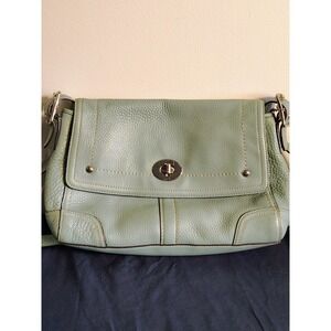COACH F 13957 HAMILTON BLUE PEBBLED LEATHER ROOMY SHOULDER BAG